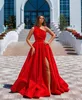 Sexy Rode Avondjurken 2021 met Dubai Formele Jurken Party Prom Dress Arabisch Midden-Oosten One Shoulder High Split Custom Made