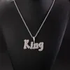 Anpassade borste Script Bokstäver Tvåfärgad hänge Micro Paved CZ Personligt namn Halsband Hiphop Smycken