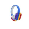 Silikon-Kopfhörer Push-Blase Zappeln Spielzeug Regenbogen Kopfmontage Einfache und niedliche Bluetooth-Stereo-Headset Dekompressionsspielzeug für Kinder Giftsa19