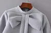 Vinden Fall Fashion Bow Collar Sleeve Head Space Bomull Casual 210712