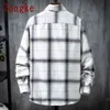 Zongke Casual Shirts For Men Clothing Fashion Long Sleeve Plaid Shirt Men Harajuku Checkered Men Shirt Long Sleeve M-3XL 210714