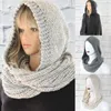 Vrouwen Winter Haak Knit Hood Infinity Sjaal Outdoor Winddicht Warm Lange Sjaal Wrap Effen Kleur Oorblokhoed Halswarmer
