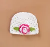 Belle fille printemps été automne respirant parasol casquettes couleur crochet à la main 3d fleur tricoté bonnet/crâne casquettes