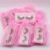 3D Faux Mink Eyelashes Natural Long Soft Handmade Cruelty-free False Eye Lashes with Tweezer Lash Brush Set in Pink Bag