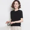 Women's T-Shirt Short Sleeve Summer 2021 Mom Wear Thin Lace Half Ice Silk