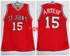 Ron Artest # 15 Maillot de basket-ball Chris Mullin # 20 Walter Berry # 21 St. John's Retro Hommes cousus avec numéro personnalisé et nom