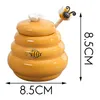 Storage Bottles & Jars Ceramic Beehive Honey Pot And Wooden Dipper Jar With Lid Stir Bar For Supplies Kitchen Accessories