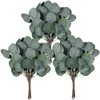 Symuluj Eucalyptus Leaf Sztuczne Rośliny Zieleń Symulacja Eucalipto Zieloni do strzelania do ślubu Prop Home Decoration Y0630