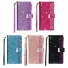 Étuis portefeuille en cuir multifonctions pour iPhone 13 Pro Mini 2021 12 11 XS MX XR X 8 7 6 SE Iphone13 Dentelle Fleur Glitter Flip Cover Card Slot