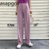 S-XXL 6 Kolor Koreański Wysokowy Waist Garnitur Spodnie Lato Chic Plus Size Pełna Solidna Ol Chic Casual Red Prosto szerokie nogi Pant Loose 210610