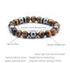 Partihandel AB Natural Stone Beads Natural Gemstone 8mm Brown Tiger Eye Stone Et Hematite Men Armband