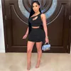 Women sexy Two piece dresses solid color mini skirts suits off shoulder tank top+mini skirt fashion clubwear plus size summer clothing S-2XL 4666