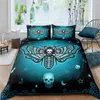 Sängkläder Moth Set Gothic Skull Duvet Cover Butterfly BedClothes 3-Piece Moon Stars Double Home Textiles King Size 210615