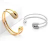 Unique Paper Clip Gold Color Cuff Bracelet Shining Crystal Bangle Bracelet for Women Bracelets Bangles Pulseiras Q0717