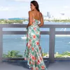 Yaz Elbise Kadın Orijinal Düzensiz Kayışlar Vneck Zarif Parti Elbiseleri Maxi Robe Çiçek Baskı Plajı Vestidos Sıradan 210528933999