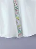 スウィートレディース花柄プリントストライプシャツファッションレディースOネックシフォントップスエレガントな女性シックなパッチワークブラウス210430