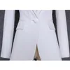 고품질 패션 디자이너 블레이저 재킷 여성의 급상승 어깨 단일 버튼 외부 마모 210521