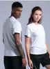 P15-1クイックドライジムシャツ男性夏の女性スポーツウェアランニングTシャツスポーツ弾性ジョギングトップスズルトレーニング半袖