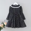 Humor Bär Europäische und amerikanische Kinderkleidung 2020 Herbst neue Mädchen langärmelige Mode koreanische Polka-Dot-Kleid Q0716