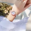 腕時計高級女性クォーツ腕時計ラインストーンブレスレット腕時計ローズゴールド星空の腕時計のモントトレフェムムドロップ