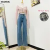 MosiMolly Washed Denim Pants Jeans Women Boyfriend Jeans Casual Pants Split Long Pants Bottom Black Jeans 210715