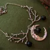 Collier de Branches de croissant de lune violet, pendentif de sorcière, bijoux de forêt fantastique, bijoux de brindille gothique, colliers Wicca de mariage 2126713