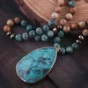 Rh Fashion Boho Ювелирные Изделия Натуральные камни с полугодичными подвесками Женщины Богемия Ожерелье Подарок
