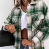 Autumn winter loose casual retro Plaid Long Sleeve Shirt Green Jacket coats and jackets women Vintage Plaid women jackets tops 210514