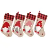 Christmas Stocking with Buffalo Plaid Swedish Santa Gnome Tomte Gift Bag Hanging Xmas Socks Decorations PHJK2110