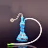 moins cher fumer pipe à eau mini brûleur à mazout bong épais barboteur recycleur dab rig bong avec tube en silicone et tuyau de brûleur à mazout en verre mâle de 10 mm