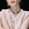 Kvinnors designer halsband Pearl Lady Halsband Kvinnor Mässing Guldplätering Olja Drop Process Letter Fashion Luxury Elegant Jariser