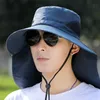 bucket hat Fan tea cap summer outdoor fishing mountaineering with breathable mesh mask sunscreen fisherman's