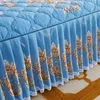 3 pcs drap de lit ensemble princesse jupe en coton propagation maison épaissie feuille de lotus givrée feuilles de taille reine pour 210626