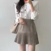 Shintimes pläterad kjol A-Line Mini s Kvinnor Sommar Koreanska Svart Khaki Kvinna Empire Jupe Femme Faldas Mujer Moda 210629