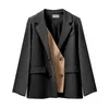 Korean Black Blazer For Women Notched Collar Long Sleeve Large Size Casual Female Autumn Fashion 210524