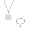 Orecchini Collana Cazador Clover Set di gioielli per donne Ragazze Acciaio inossidabile Fortuna Bracciale con ciondolo Ciondolo catena al collo 2021 Regali di Natale