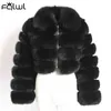 FQLWL Casual Bianco Nero Fluffy Autunno Inverno Cappotto in pelliccia sintetica Giacca da donna Manica lunga Piumino corto per capispalla 211220