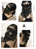 Black White Pearl Beading Veil Mask Bar Nightclub Party Show Women Masked Singer Props Halloween Cosplay Cat Masks Accessories