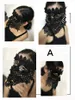 Svart Vit Pearl Beading Veil Mask Bar Nattklubb Party Visa Kvinnor Masked Singer Props Halloween Cosplay Cat Masks Tillbehör