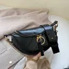 Mulheres fanny pack cadeia moda couro zíper banana saco de banana s de alta capacidade rim crossbody s 211006