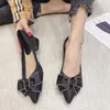 2021 Autumn Women Shoes Fashion Woman High klackar Skor Office Damer Low Heel Footwear Slip-On Kvinnor Single Black