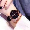 2021 set di braccialetti per orologio al quarzo da donna quadrati alla moda di marca quadrante verde orologi da donna di lusso in maglia semplice in oro rosa