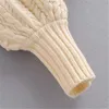 Vrouwen zoete massief gerimpeld gebreide trui lange mouwen turtleneck elastische truien vrouwelijke schattige stijlvolle chique tops 210430