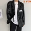 IEFB coréen étiquette conception noir costume manteau vêtements pour hommes lâche décontracté Streetwear Cool bouton unique à manches longues Blazer Y6747 210524