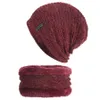 6 Colors Winter Men Knitted Wool Hats With Neckerchief Windproof Plus Velvet Thick Hat Elastic Breathable Soft Warm Party Caps DH0771 T03