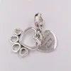925 Sterling Silver valentines day jewelry making pandora style Hearts & Paw Print Dangle charms chain diy girls bracelet for women necklace bead kit bangle 799320C01