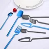 16 pcs Black Cutlery Set Facas Sobremesa Forks Spoons Dinnerware 304 Talheres de Aço Inoxidável Início Cozinha Prataria 211228