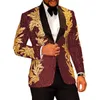 Giacca da uomo classica con paillettes lucide applique dorate da uomo smoking da uomo per sposi su misura 2 pezzi giacca + pantaloni neri abiti Blaz