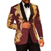 Klassischer Herren-Blazer mit goldenen Applikationen und glänzenden Pailletten, Herrenanzug, Smoking für Hochzeit, Bräutigam, maßgeschneiderte 2-teilige Jacke + schwarze Hose, Anzüge Blaz