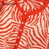 Zebra dzianiny Cardigan Crop Top Orange Paski sweter Kardigany Za Kobiety Knitwear Moda Sweter Topy Sueter Feminino Ins 210805